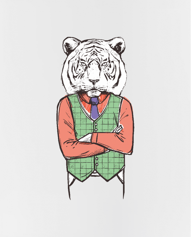 puodelis Hipster tiger